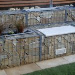 Close up: gabion garden feature wall and seat