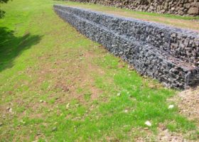 Another image of a machine filled concertainer gabion.